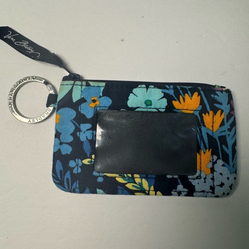 Vera Bradley Zip ID Case In Midnight Blues ID's & Credit Card Holder Keyring